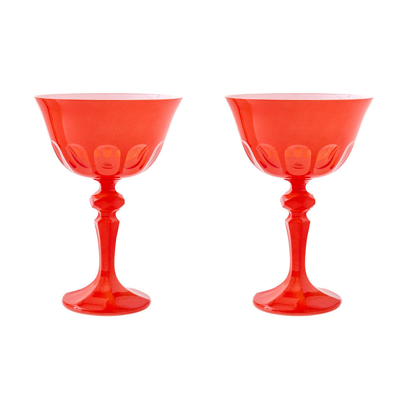 Sir|Madam Rialto Glass Coupe shown in Poppy as a color companion to the Nectar set