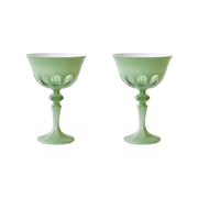 Sir|Madam Rialto Glass Coupe in Pale Sage, Set of 2, on white background