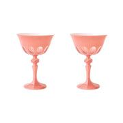Sir|Madam Rialto Glass Coupe in Salmon, Set of 2, on white background