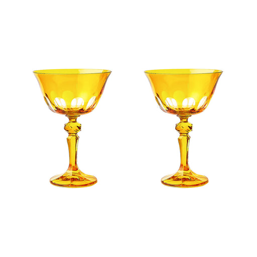 Sir|Madam Rialto Glass Coupe in Ginger, Set of 2, on white background