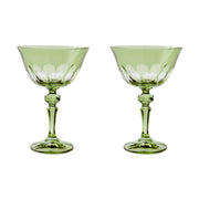 Sir/Madam Rialto Glass Coupe in Honeydew green, set of two on white background