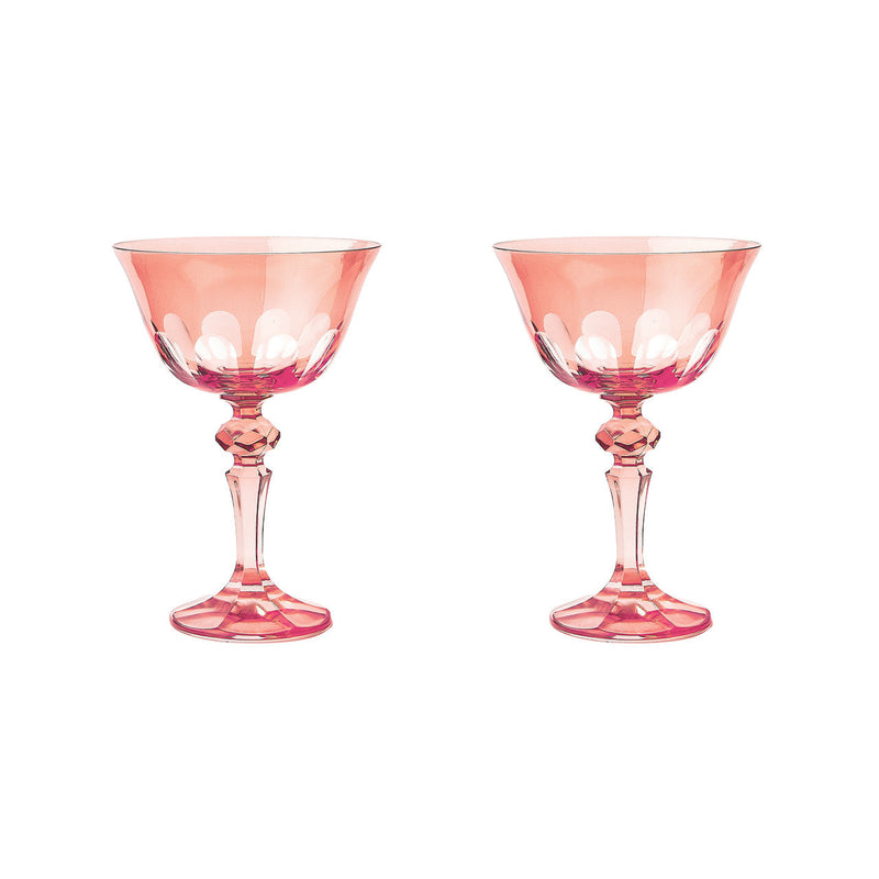 Sir|Madam Rialto Glass Coupe in Kitten (light red), Set of 2, on white background