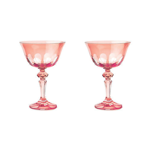 Sir|Madam Rialto Glass Coupe in Kitten (light red), Set of 2, on white background