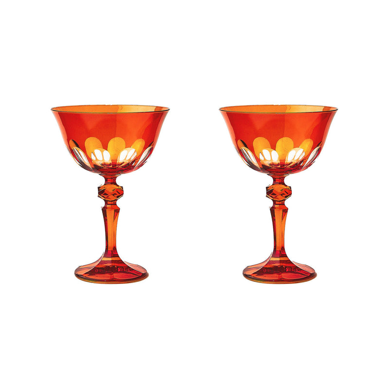 Sir|Madam Rialto Glass Coupe in Lolita dark red, Set of 2, on white background