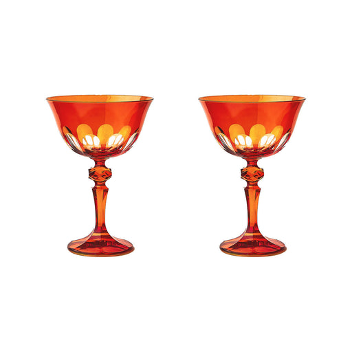 Sir|Madam Rialto Glass Coupe in Lolita dark red, Set of 2, on white background