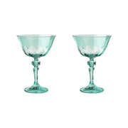 Sir|Madam Rialto Glass Coupe in Menthe (translucent light green), Set of 2, on white background