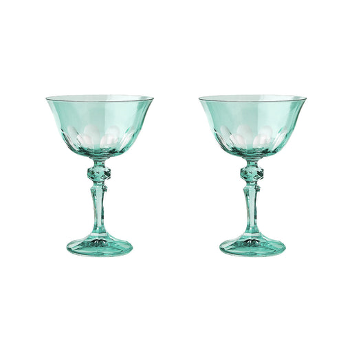 Sir|Madam Rialto Glass Coupe in Menthe (translucent light green), Set of 2, on white background