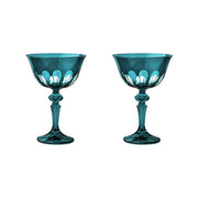 Sir|Madam Rialto Glass Coupe in Millicent (deep teal-green), Set of 2, on white background