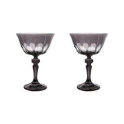 Sir|Madam Rialto Glass Coupe in Smoke grey, pair on white background