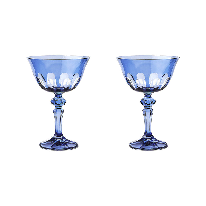 Sir|Madam Rialto Glass Coupe in Thistle (translucent light blue), Set of 2, on white background