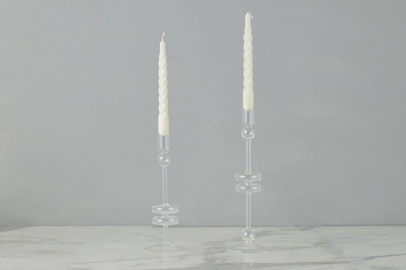Etú HOME | Clear Glass Candlestick Pair Medium