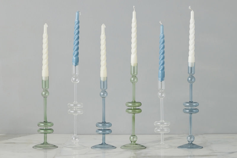 Etú HOME | Clear Glass Candlestick Pair Medium