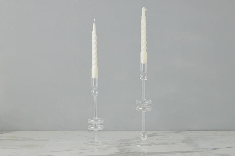 Etú HOME | Clear Glass Large Pair Candlestick