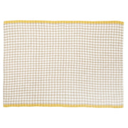 Caravan Home 20 x 30 Gingham Natural & Dijon Towel, featuring beige-and-white gingham check with yellow borders, ideal for outdoor celebrations or sunny kitchens.