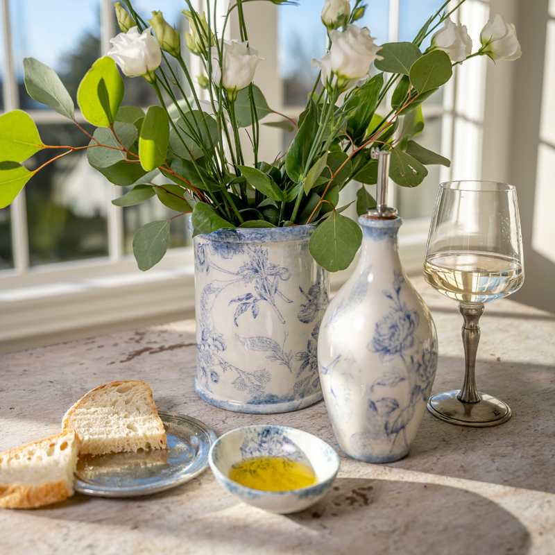 Arte Italica & Crown Linen Designs | Giulietta Blue Utensil Holder