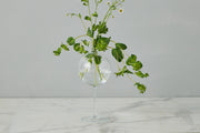 Clear Wine Glass Vase Medium from Etú Home, featuring a unique glass sphere atop a wine glass stem, ideal for elegant table centerpieces and floral arrangements.