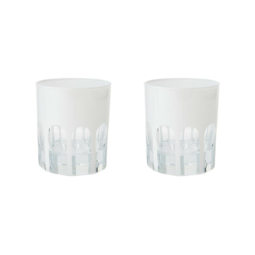 Sir|Madam Rialto Glass Old Fashion in Chalk, Set of 2, on clean white background