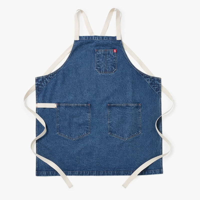Hedley & Bennett | All Day Crossback - Georgia Blue Denim apron with patch pockets, chest pocket, and crossback straps for comfort. Perfect for kitchen enthusiasts at Athens Cooks.