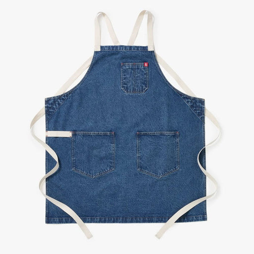 Hedley & Bennett | All Day Crossback - Georgia Blue Denim apron with patch pockets, chest pocket, and crossback straps for comfort. Perfect for kitchen enthusiasts at Athens Cooks.