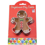 Ann Clark | Holiday Gift Cookie Cutters - Gingerbread House Kit-4 features a packaged gingerbread man-shaped cookie cutter, ideal for creative baking enthusiasts.