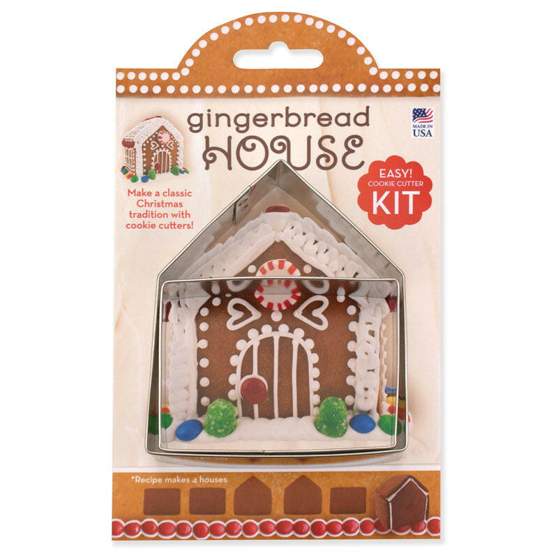 Ann Clark | Holiday Gift Cookie Cutters - Gingerbread House Kit-4 featuring a close-up of a gingerbread house cookie cutter, ideal for festive baking creativity.