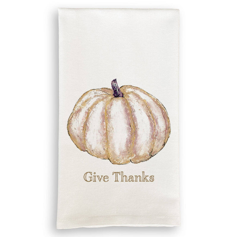 White guest towel with an embroidered gold pumpkin design, showcasing elegance and utility from the French Graffiti collection.