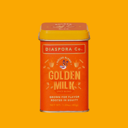 Diaspora Co. | Haldi Doodh (Golden Milk) Masala - Small tin, showcasing traditional South Asian spice blend for making healthful golden milk.