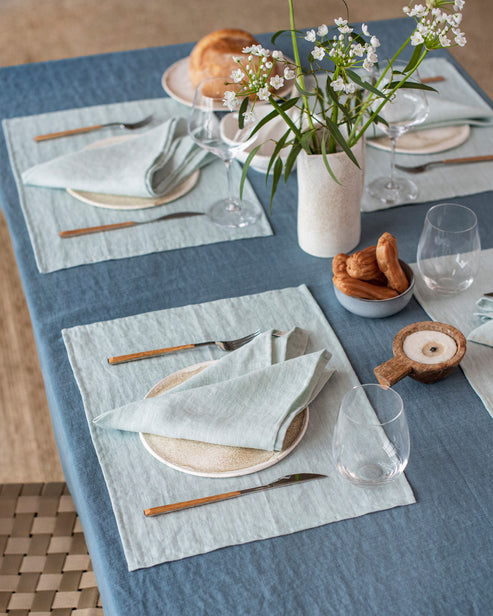 MagicLinen | Linen Placemats, Dusty Blue, Set of 2