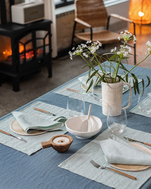 MagicLinen | Linen Placemats, Dusty Blue, Set of 2