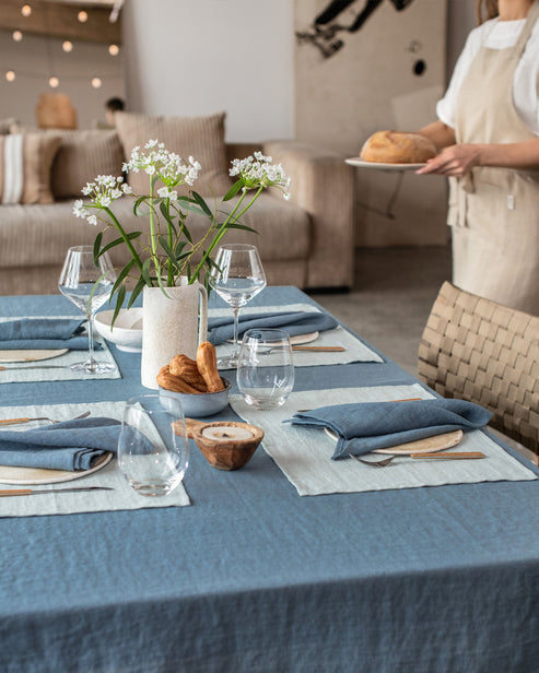 MagicLinen | Linen Placemats, Dusty Blue, Set of 2