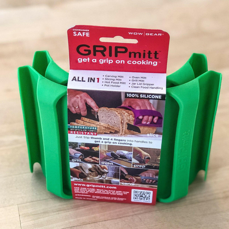 WOW GEAR | Gripmitt - Green, a versatile silicone cooking mitt, ideal for safe handling of hot and cold foods, showcased at Athens Cooks.