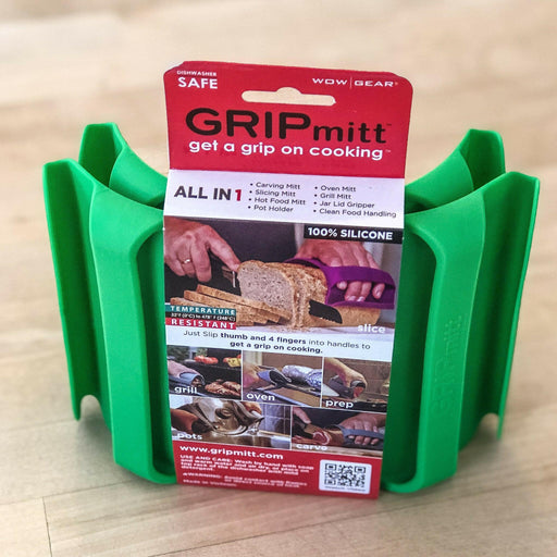 WOW GEAR | Gripmitt - Green, a versatile silicone cooking mitt, ideal for safe handling of hot and cold foods, showcased at Athens Cooks.