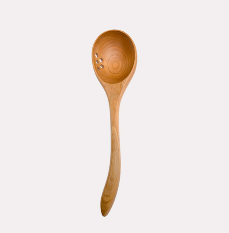 Jonathan's Cherry Wood Ladle, 11.5 inches, elegantly designed to rest on pots, crafted for both style and practicality in the Lazy Spoon® + Ladle Collection.