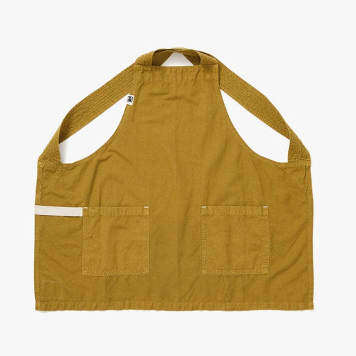 Hedley & Bennett | Smock - Yuzu: Mustard-yellow, bib-style apron with neck loop, side straps, two patch pockets, and contrasting tab detail, ideal for kitchen enthusiasts.