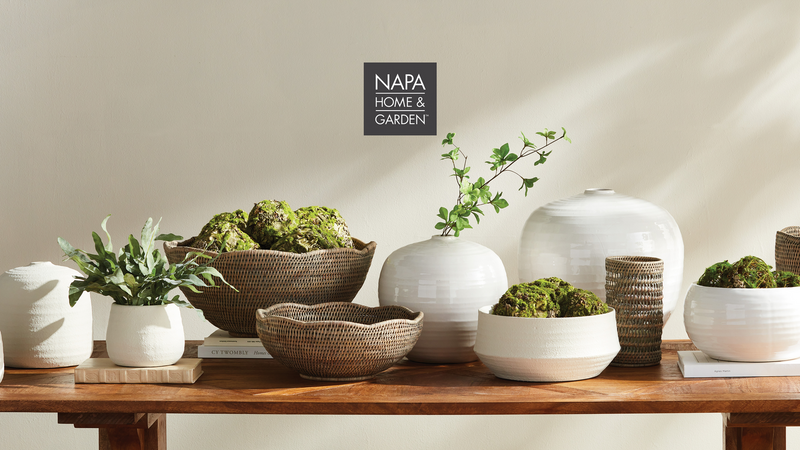 Napa Home & Garden | Burma Rattan Round Serving Tray Large, White