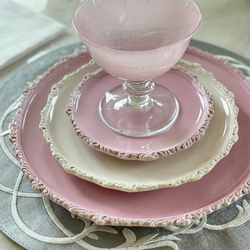 Arte Italica & Crown Linen Designs | Imperial Salad & Dessert Plate, Light Blue