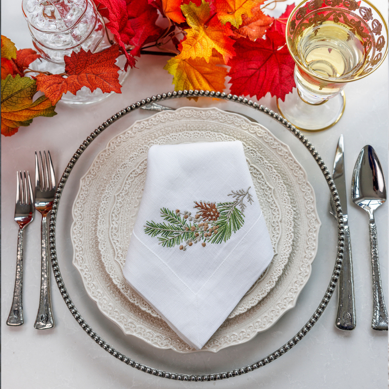 Arte Italica & Crown Linen Designs | Fall Sprig Large Napkin