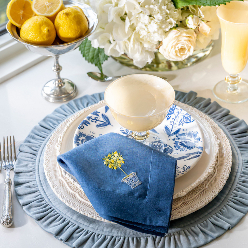 Arte Italica & Crown Linen Designs | Rialto Compote - Adriatic Blue