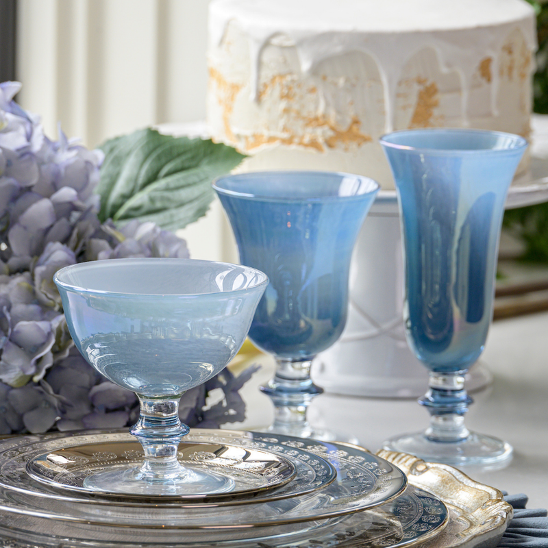 Arte Italica & Crown Linen Designs | Rialto Flute - Adriatic Blue