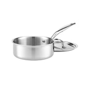 Heritage Steel Titanium Series 2 Quart Saucepan with Lid, ideal for precise cooking, featuring even heating and quick heat adjustment. Perfect for sauces and grains.