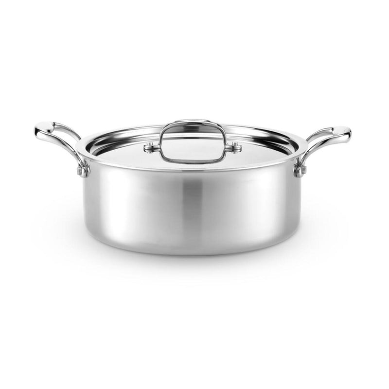 Heritage Steel | 6 QT Rondeau with Lid - Titanium Series, ideal for versatile cooking, features stay-cool handles and a non-toxic, chemical-free cladded steel construction.