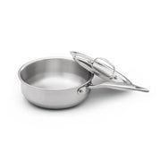 Heritage Steel | Titanium Series Sauciers with Lids - 3 Quart, featuring a stainless steel design ideal for whisking sauces and reducing liquids.