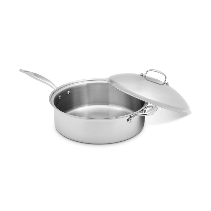 Heritage Steel | Titanium Series 8 Quart Family Sauté with Lid, showcasing its durable design and spacious capacity, ideal for versatile cooking tasks.