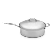 Heritage Steel | Titanium Series 8 Quart Family Sauté with Lid, showcasing a durable silver pot designed for versatile one-pot meals and superior heat distribution.