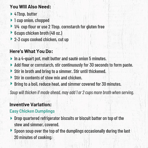 Anderson House | Frontier Soups, Colorado Campfire Chicken Stew