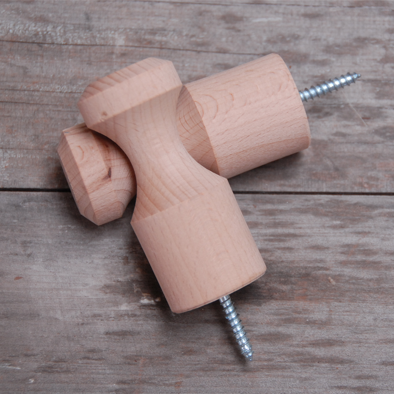 Earth & Nest | Hang It Pegs (Pair) featuring a wooden dowel with an integrated screw, designed for practical hanging solutions, suitable for kitchen organization.