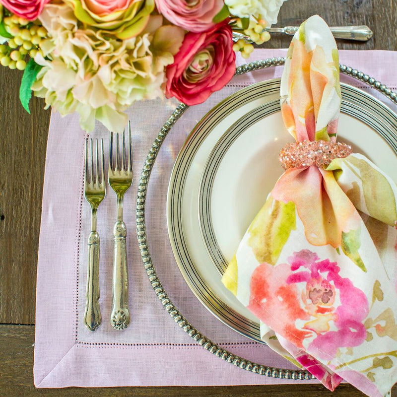 Arte Italica & Crown Linen Designs | Hemstitch Placemat - Evergreen