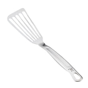 Hestan | Stainless Steel Flexible Fish Spatula, 13, featuring a sleek silver design, ideal for precise cooking tasks.