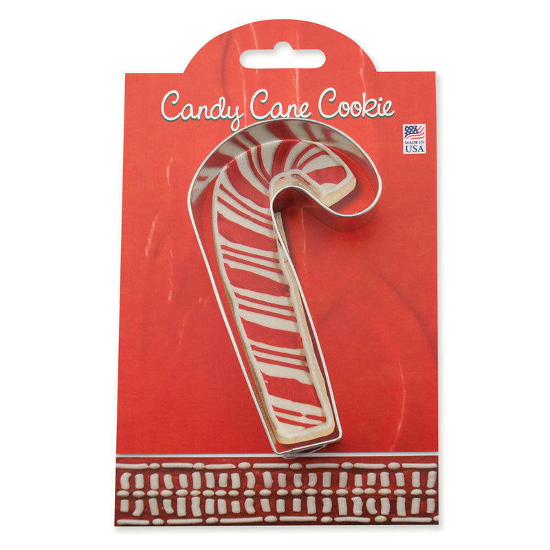 Ann Clark | Holiday Gift Cookie Cutters - Gingerbread House Kit-4 features a candy cane-shaped cutter, perfect for enhancing your festive baking creativity.