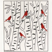 Three Bluebirds Swedish Dishcloths featuring a red bird illustration, designed for durability and sustainability, perfect for adding cheer to kitchen chores.